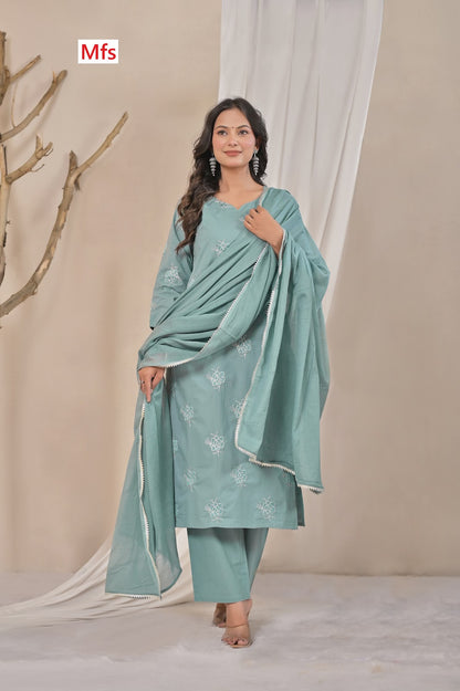 Butti Pattern 1006 Mfs Readymade Cotton Pant Suits Wholesaler India