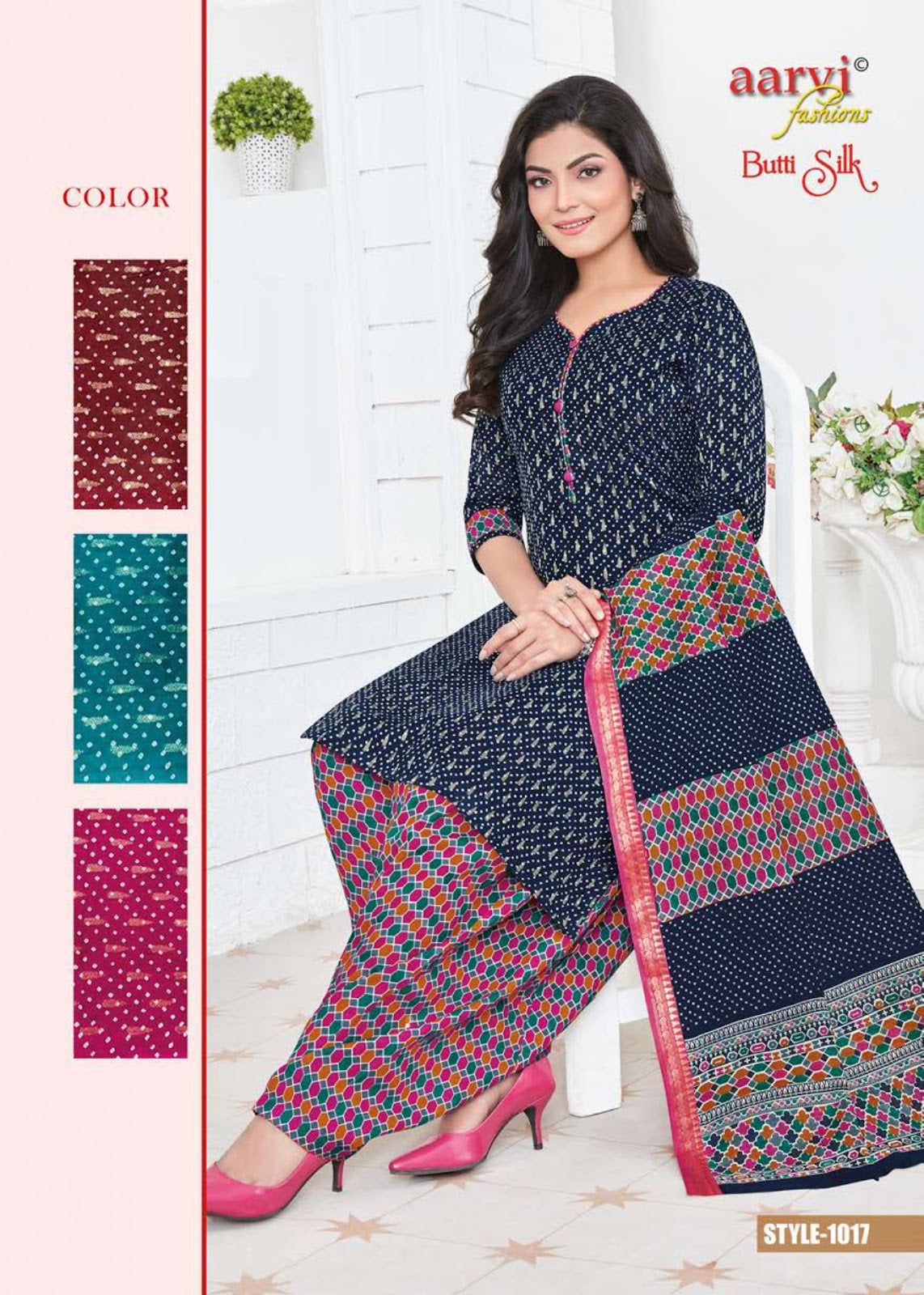 Butti Silk Aarvi Fashions Cambric Pant Style Suits Wholesaler Gujarat