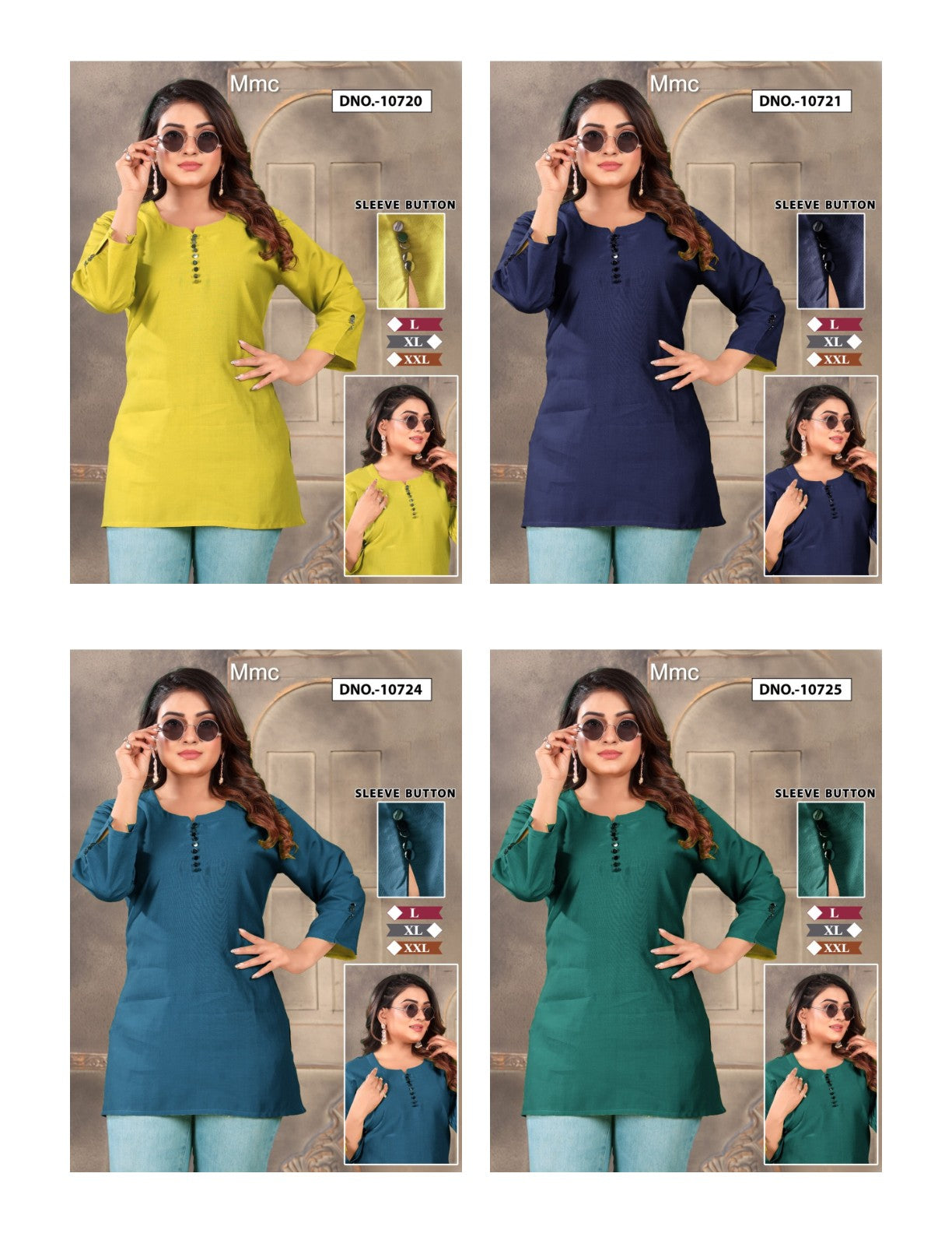 Buttons Sleeves Mmc Vatican Short Kurtis Wholesaler