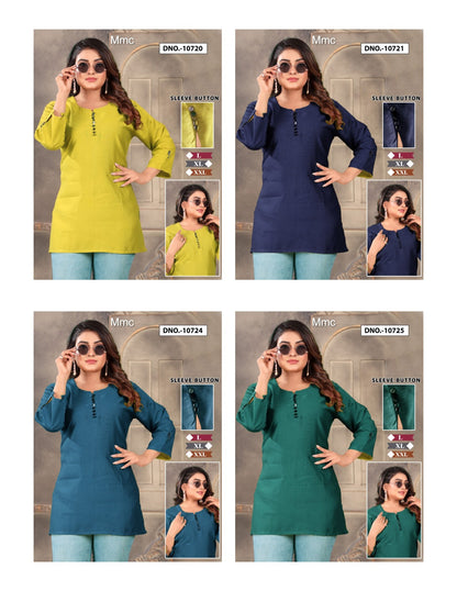 Buttons Sleeves Mmc Vatican Short Kurtis Wholesaler
