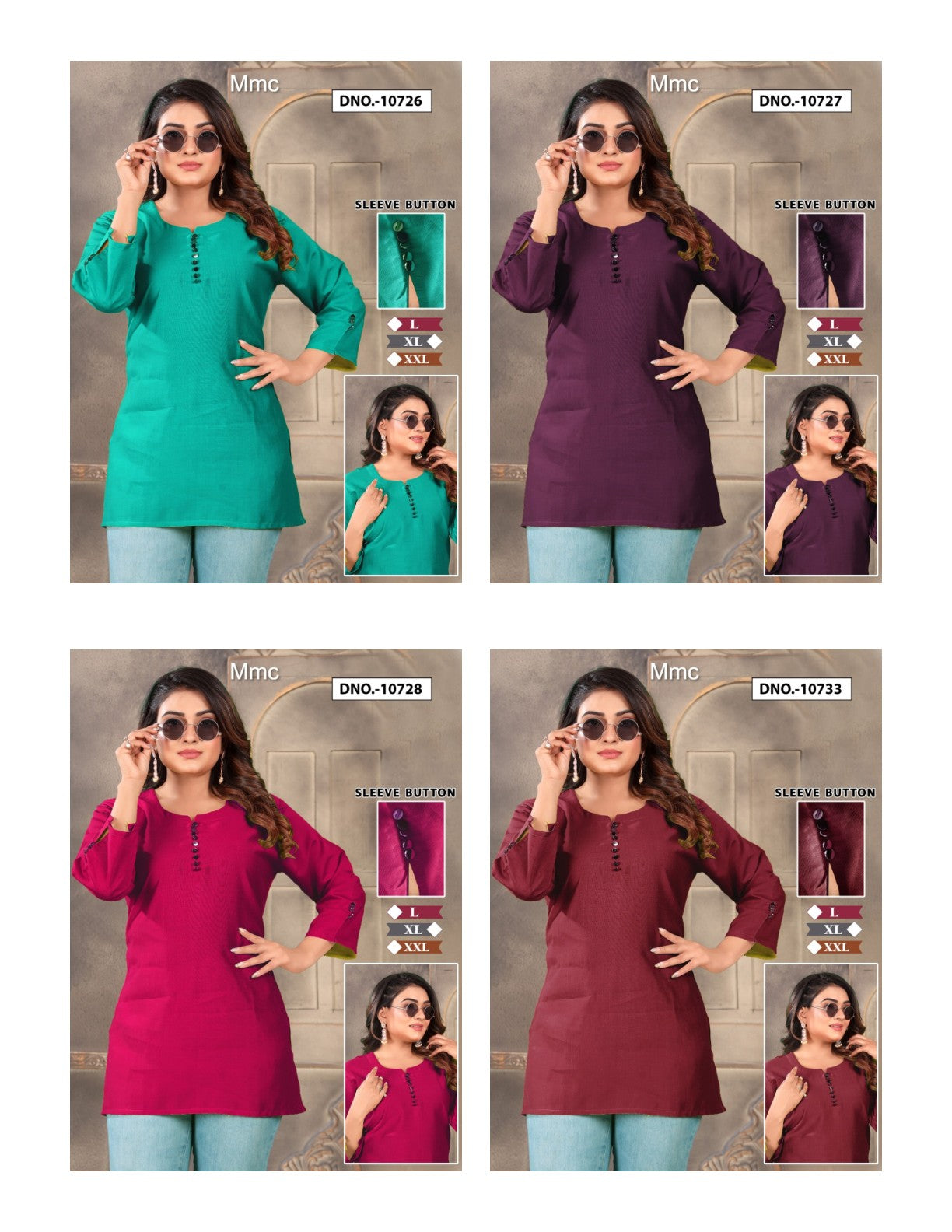 Buttons Sleeves Mmc Vatican Short Kurtis Wholesaler