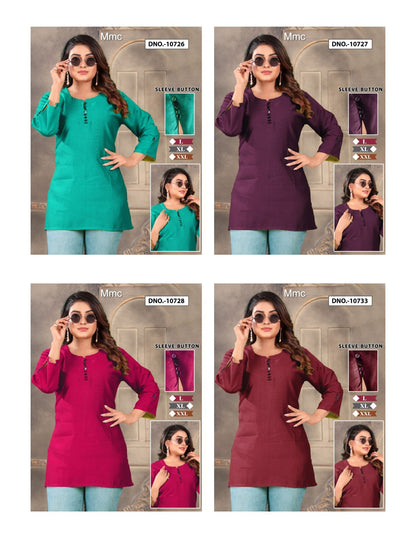 Buttons Sleeves Mmc Vatican Short Kurtis Wholesaler