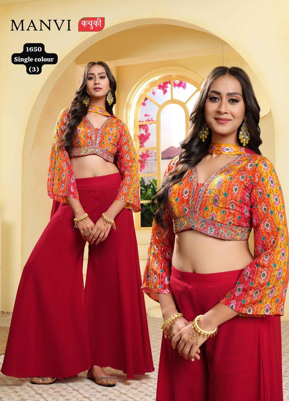 Buy Manvi Kachuki Latest Palazzo Blouse Set Online - Wholesale &amp; Manufacturer Rates