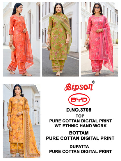 Byd 3708 Bipson Prints Cotton Plazzo Style Suits Exporter