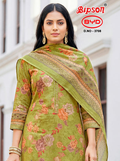 Byd 3708 Bipson Prints Cotton Plazzo Style Suits Exporter
