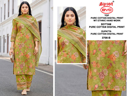 Byd 3708 Bipson Prints Cotton Plazzo Style Suits Exporter