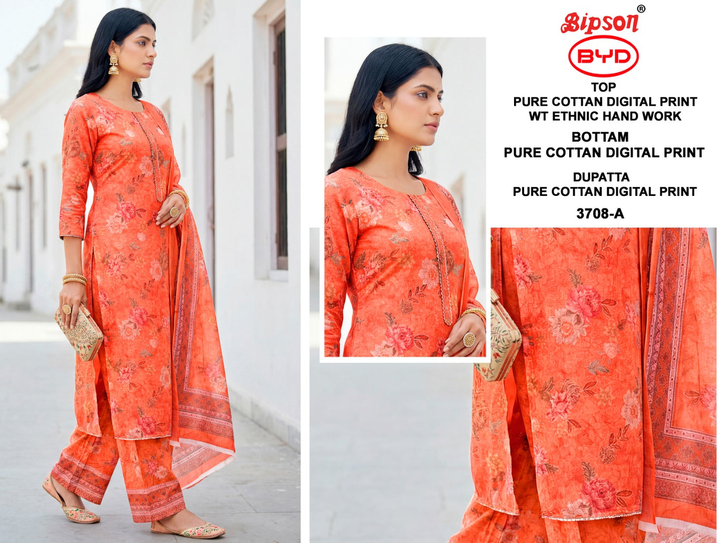 Byd 3708 Bipson Prints Cotton Plazzo Style Suits Exporter