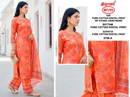 Byd 3708 Bipson Prints Cotton Plazzo Style Suits Exporter