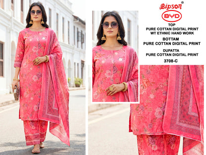 Byd 3708 Bipson Prints Cotton Plazzo Style Suits Exporter