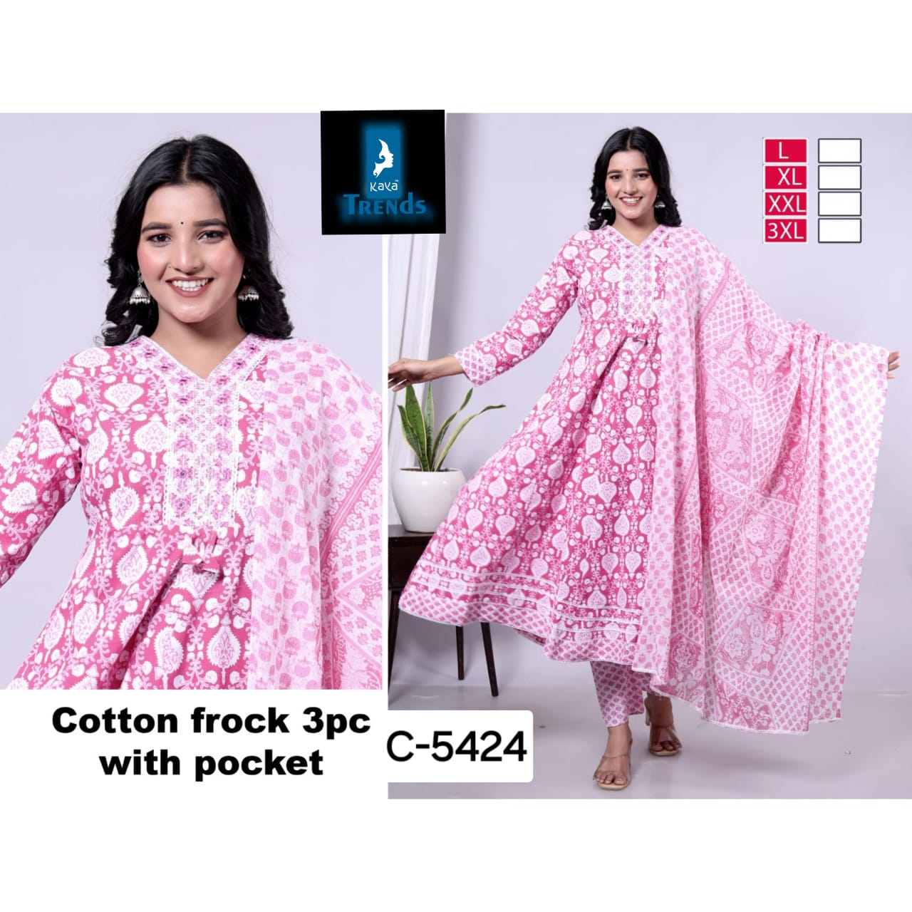 C-5424-5432 Kaya Cotton Readymade Anarkali Suits Exporter Ahmedabad