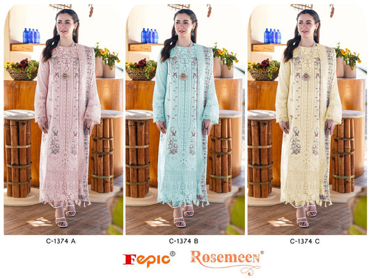 C1374-Rosemeen Fepic Pure Cotton Pakistani Salwar Suits Exporter Gujarat