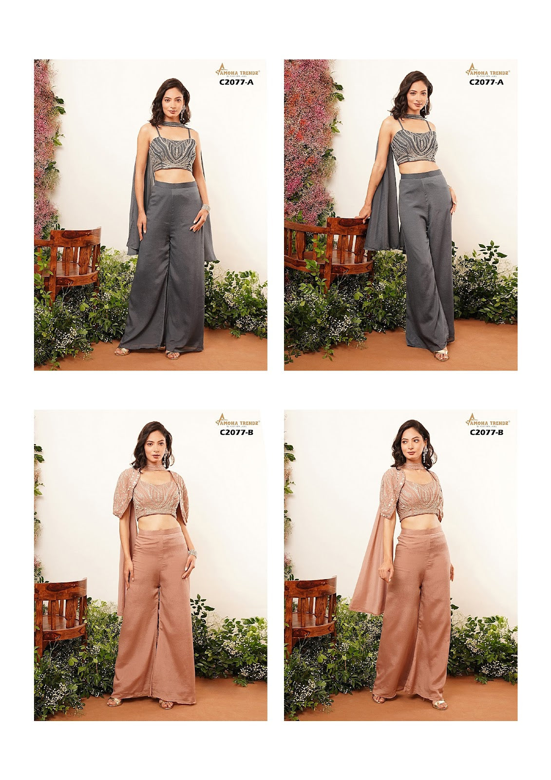 C2077Ab Amoha Chinon Indo Western Pair Manufacturer Ahmedabad