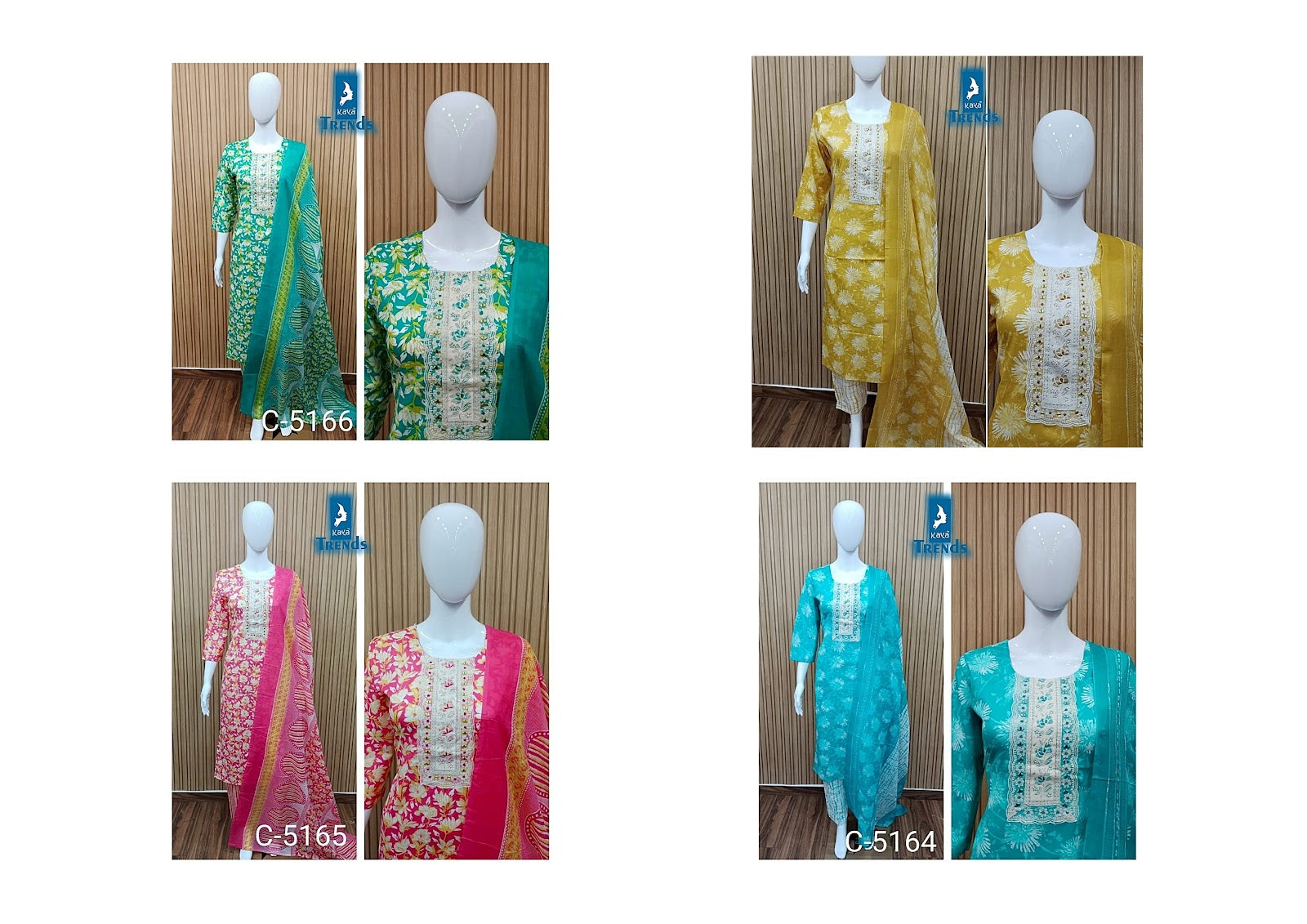 C 5164-5166 Kaya Readymade Cotton Pant Suits Exporter Ahmedabad