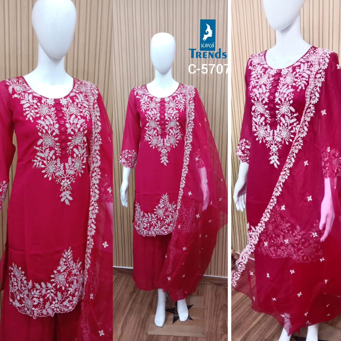 C 5705-5707 Kaya Vichitra Readymade Plazzo Style Suits Exporter