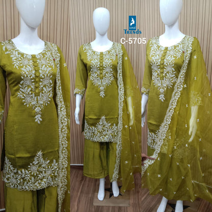 C 5705-5707 Kaya Vichitra Readymade Plazzo Style Suits Exporter
