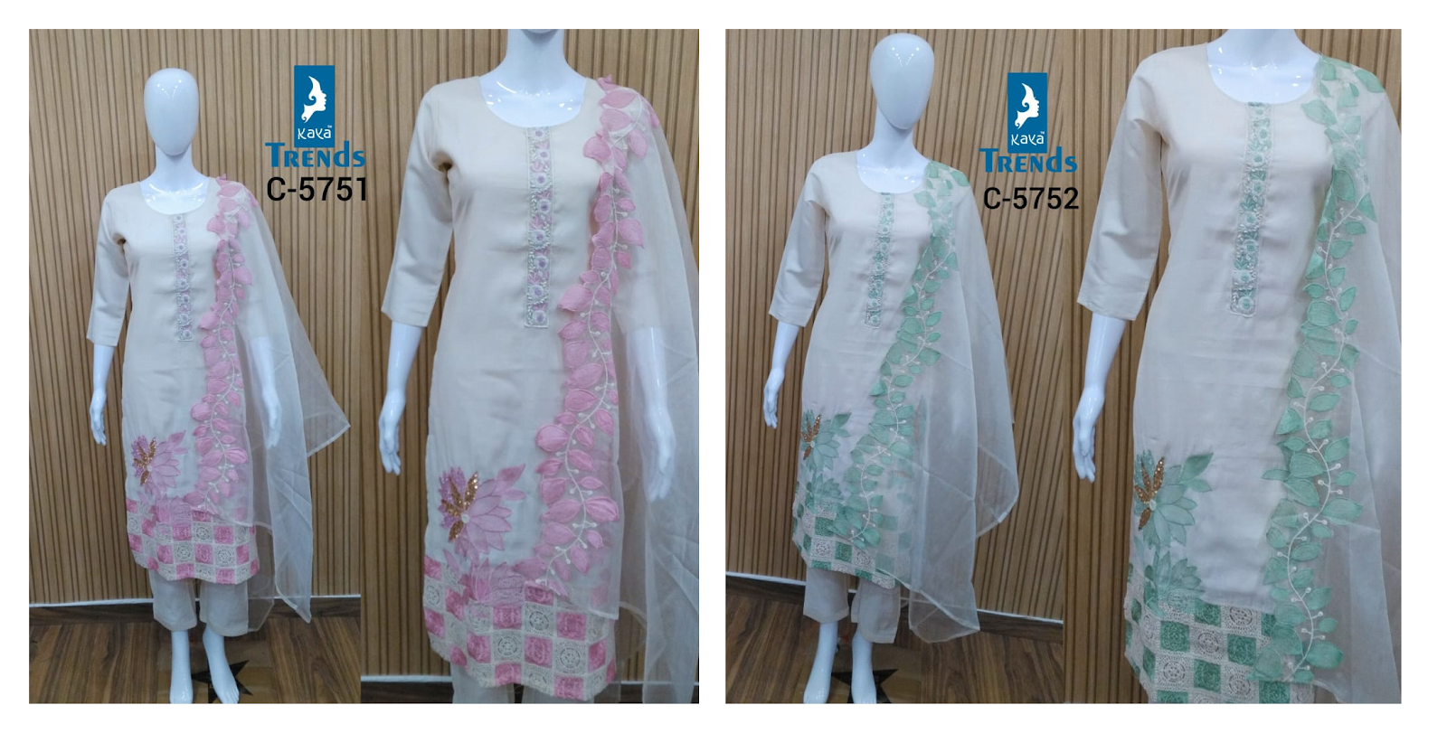 C 5751-5752 Kaya Roman Simmer Readymade Pant Style Suits Supplier Gujarat