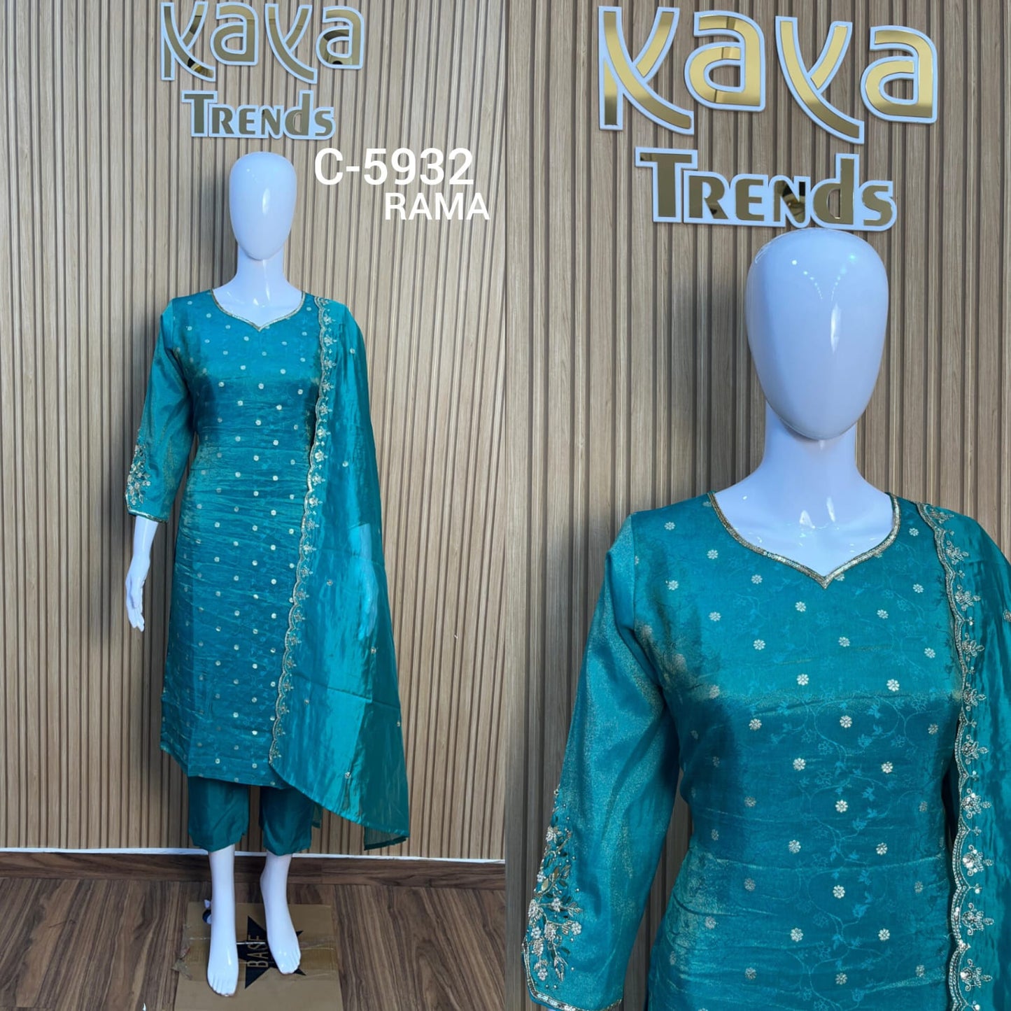 C 5932 Kaya Silk Jacquard Readymade Pant Style Suits Wholesale