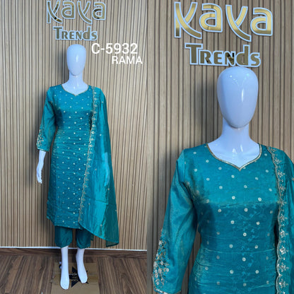 C 5932 Kaya Silk Jacquard Readymade Pant Style Suits Wholesale