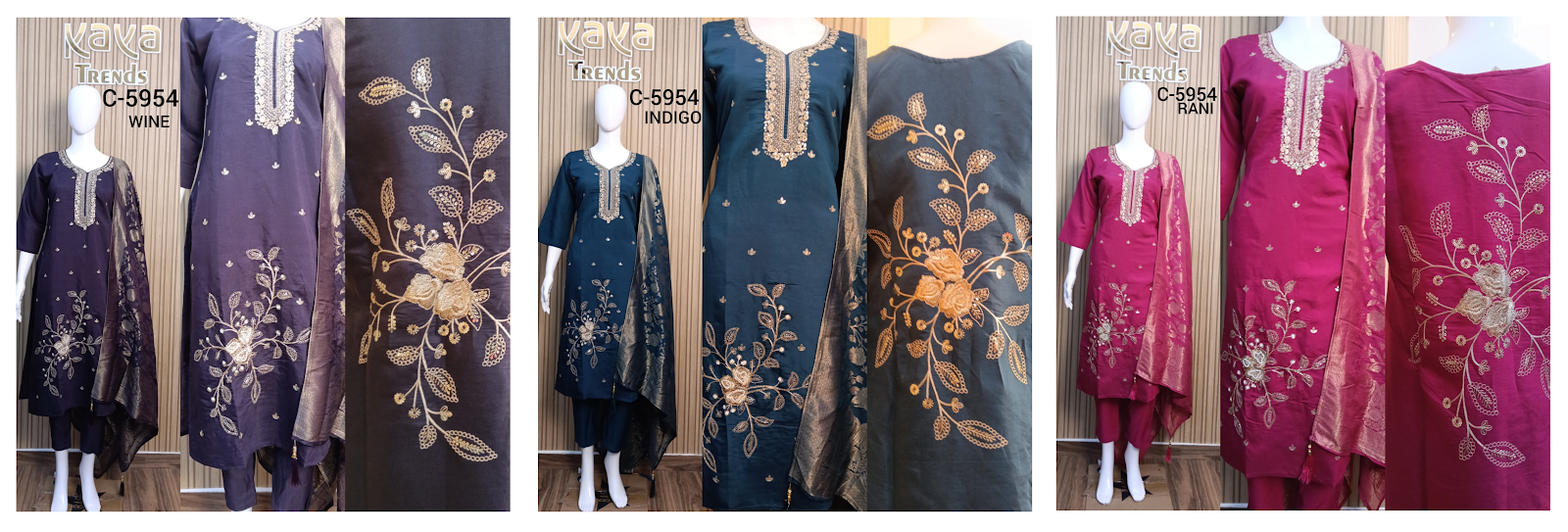C 5954 Kaya Roman Silk Readymade Pant Style Suits Exporter Ahmedabad