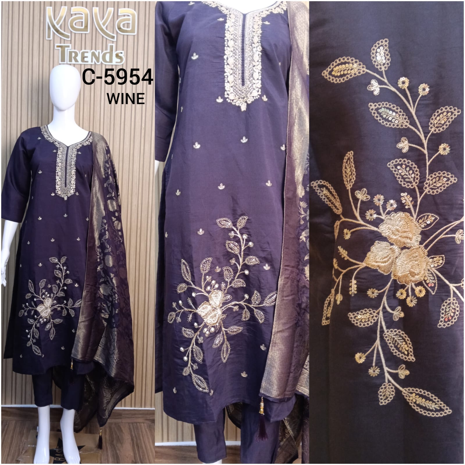 C 5954 Kaya Roman Silk Readymade Pant Style Suits Exporter Ahmedabad