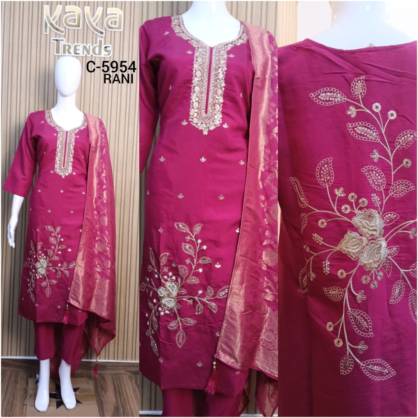 C 5954 Kaya Roman Silk Readymade Pant Style Suits Exporter Ahmedabad