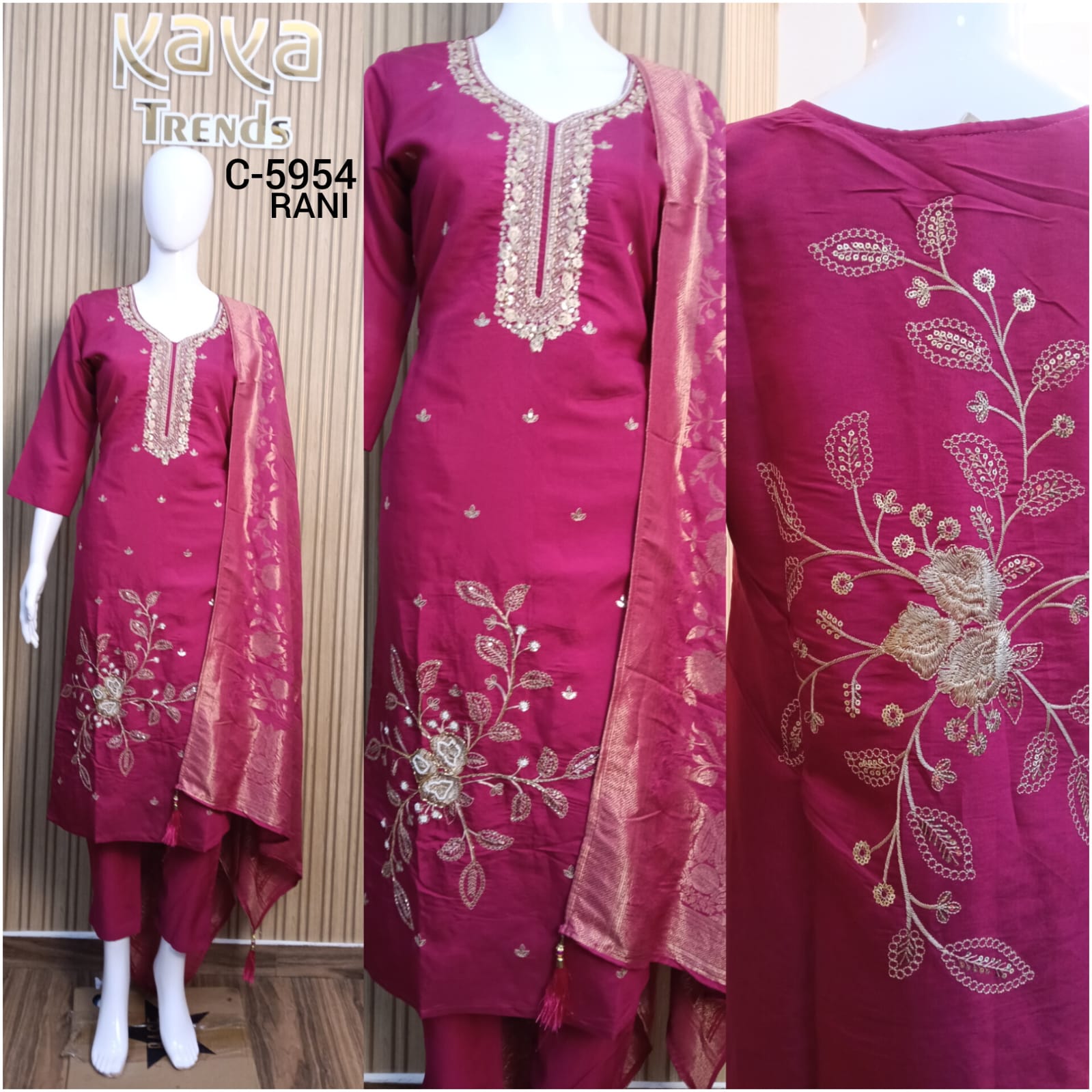 C 5954 Kaya Roman Silk Readymade Pant Style Suits Exporter Ahmedabad