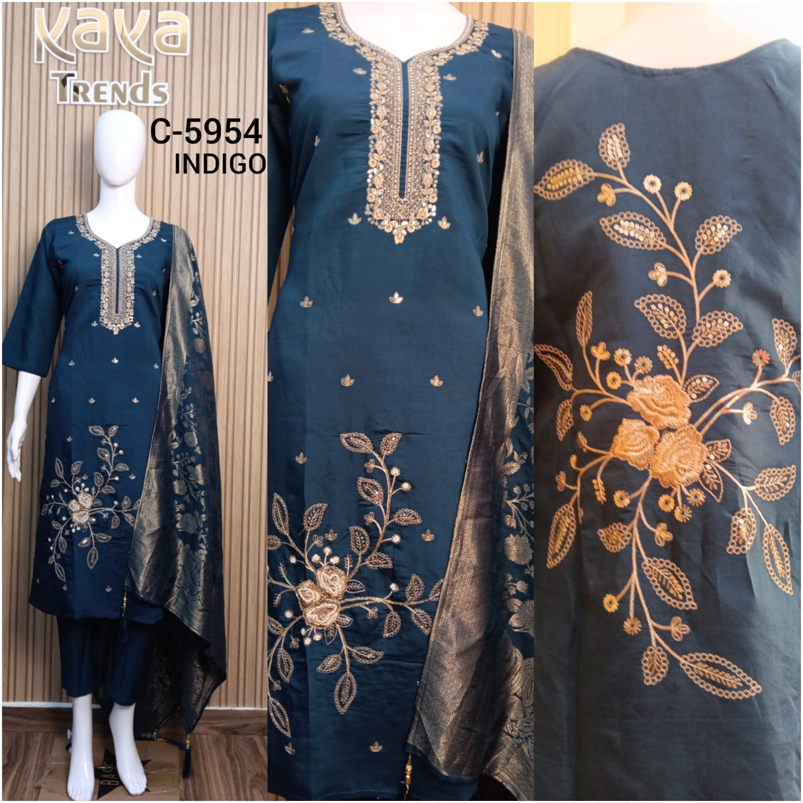 C 5954 Kaya Roman Silk Readymade Pant Style Suits Exporter Ahmedabad