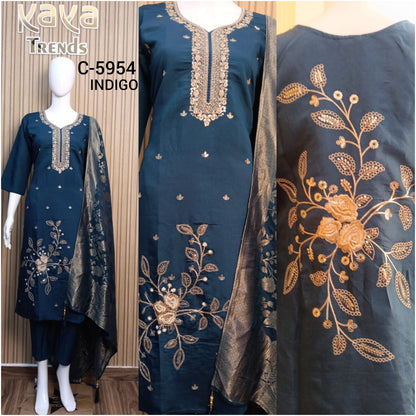 C 5954 Kaya Roman Silk Readymade Pant Style Suits Exporter Ahmedabad