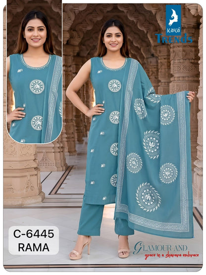 C 6445 Kaya Trends Readymade Cotton Pant Suits Supplier