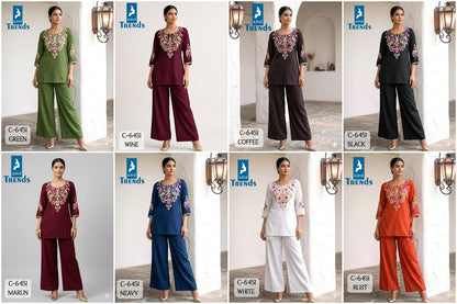 C 6451 Kaya Trends Rayon Co Ord Set Manufacturer Ahmedabad