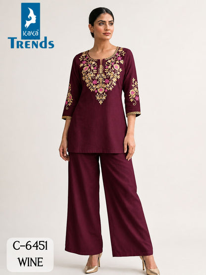 C 6451 Kaya Trends Rayon Co Ord Set Manufacturer Ahmedabad