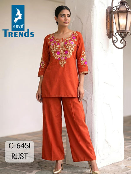 C 6451 Kaya Trends Rayon Co Ord Set Manufacturer Ahmedabad