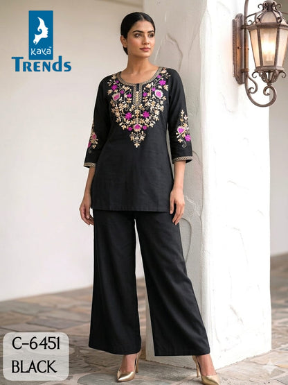 C 6451 Kaya Trends Rayon Co Ord Set Manufacturer Ahmedabad