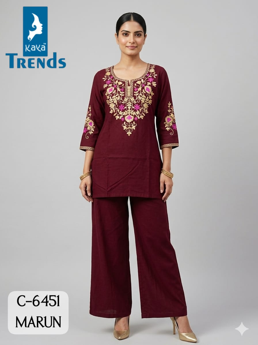 C 6451 Kaya Trends Rayon Co Ord Set Manufacturer Ahmedabad