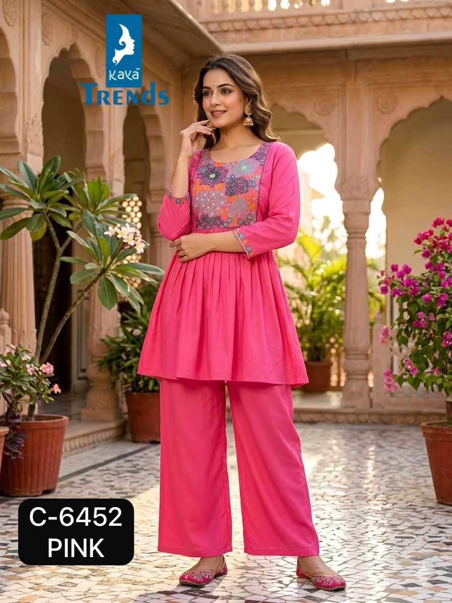 C 6452 Kaya Trends Rayon Co Ord Set Wholesaler Gujarat