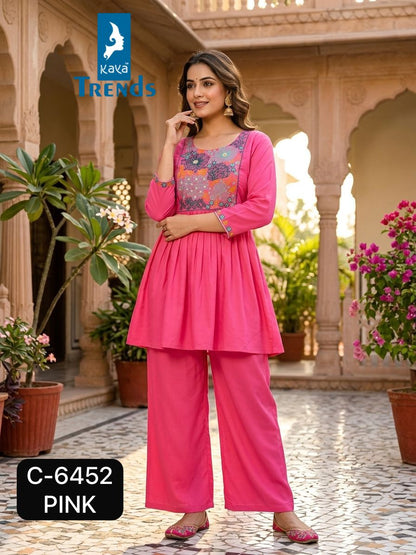 C 6452 Kaya Trends Rayon Co Ord Set Wholesaler Gujarat