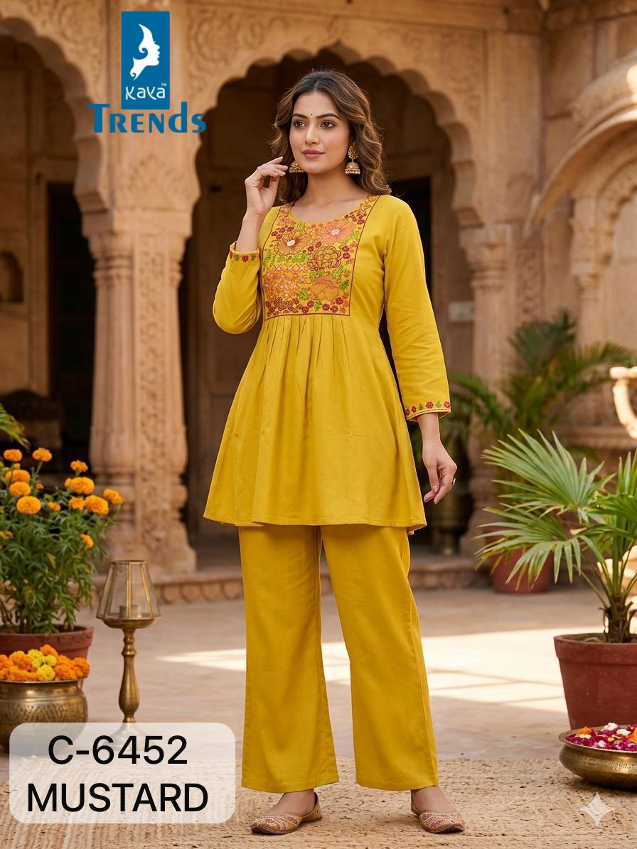 C 6452 Kaya Trends Rayon Co Ord Set Wholesaler Gujarat
