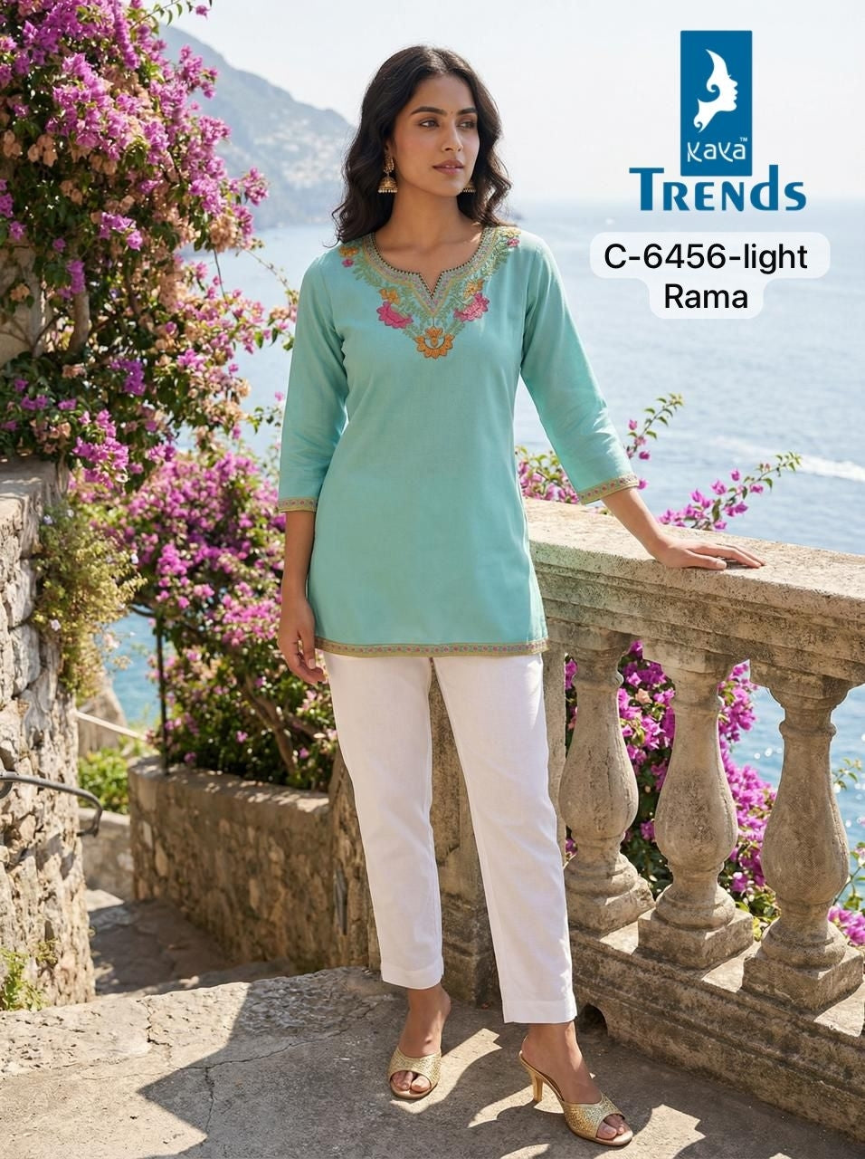 C 6456 Light Kaya Trends Rayon Short Kurtis Manufacturer Gujarat