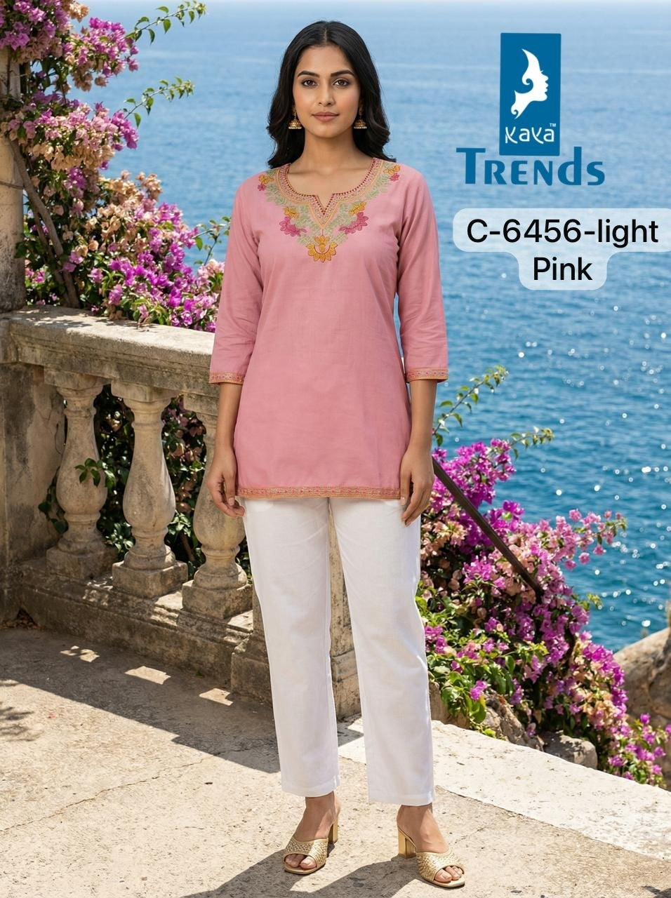 C 6456 Light Kaya Trends Rayon Short Kurtis Manufacturer Gujarat