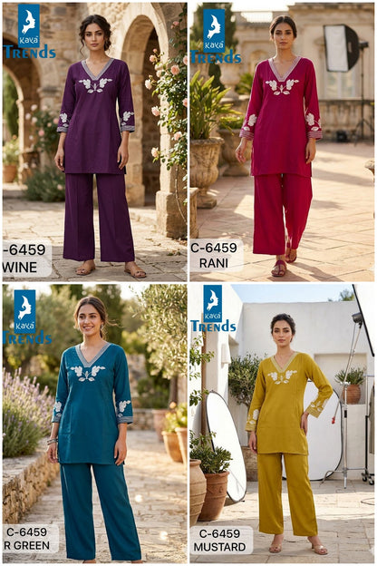 C 6459 Kaya Trends Rayon Co Ord Set Exporter Ahmedabad