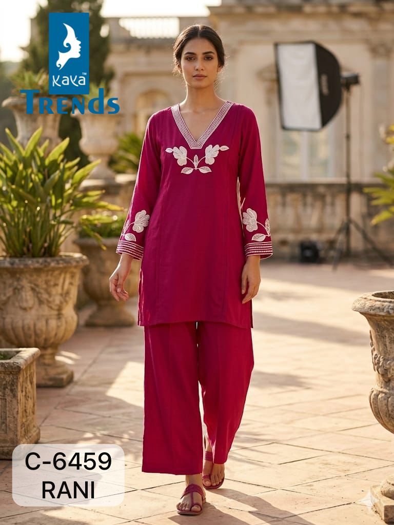 C 6459 Kaya Trends Rayon Co Ord Set Exporter Ahmedabad