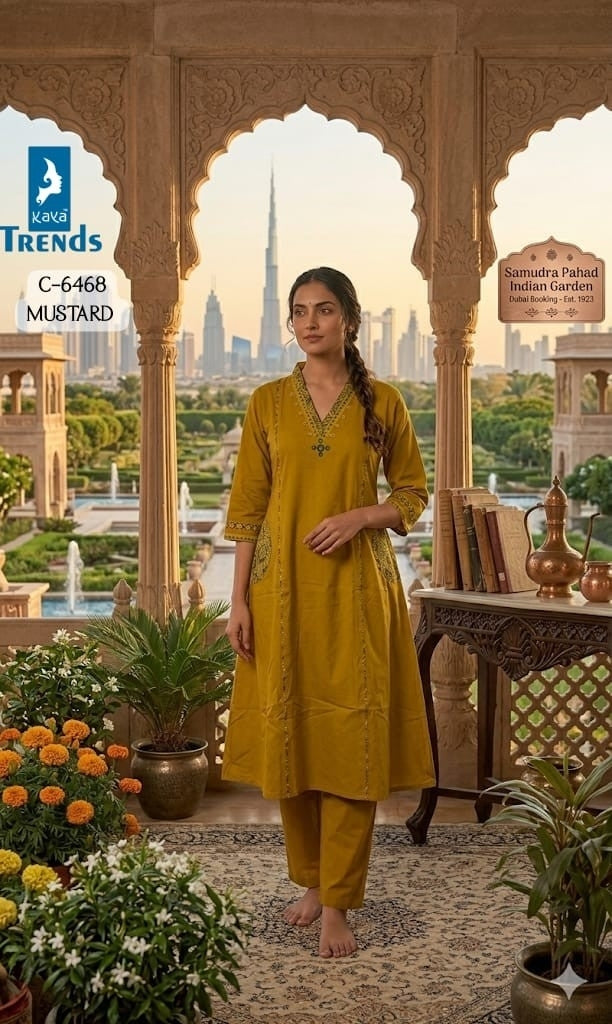 C 6468 Kaya Trends Dhabu Cotton Kurti Plazzo Set Supplier India