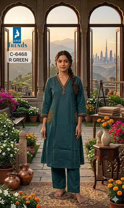 C 6468 Kaya Trends Dhabu Cotton Kurti Plazzo Set Supplier India