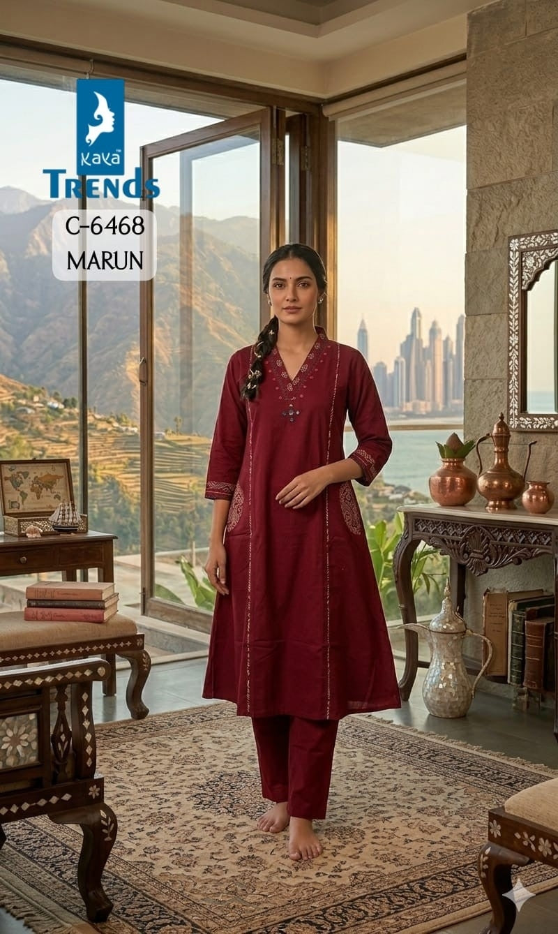 C 6468 Kaya Trends Dhabu Cotton Kurti Plazzo Set Supplier India