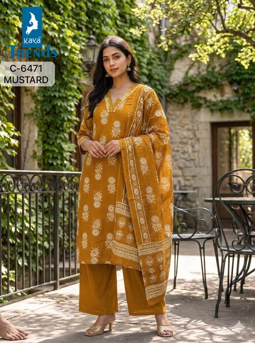 C 6471 Kaya Trends Rayon Readymade Plazzo Style Suits Manufacturer India
