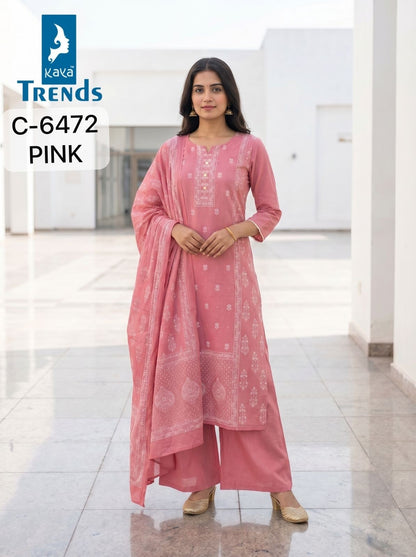 C 6472 Kaya Trends Cotton Readymade Pant Style Suits Supplier India