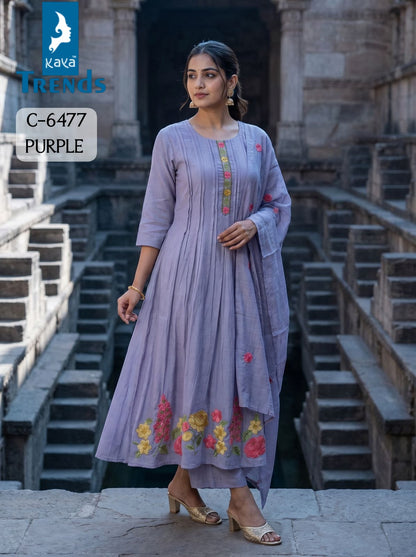 C 6477 Kaya Trends Chanderi Readymade Anarkali Suits Exporter Ahmedabad
