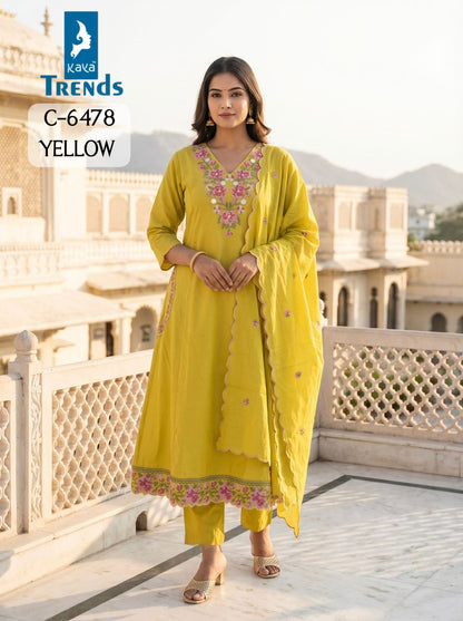 C 6478 Kaya Trends Cotton Readymade Anarkali Suits Wholesaler Ahmedabad