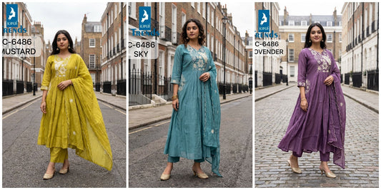 C 6486 Kaya Trends Mul Chanderi Readymade Suits Wholesale