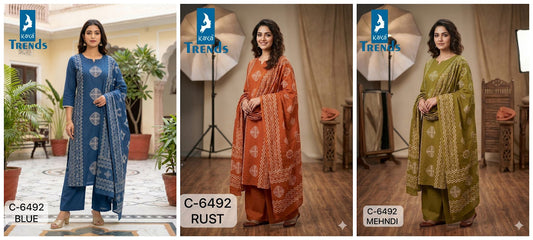 C 6492 Kaya Trends Readymade Cotton Pant Suits Wholesale